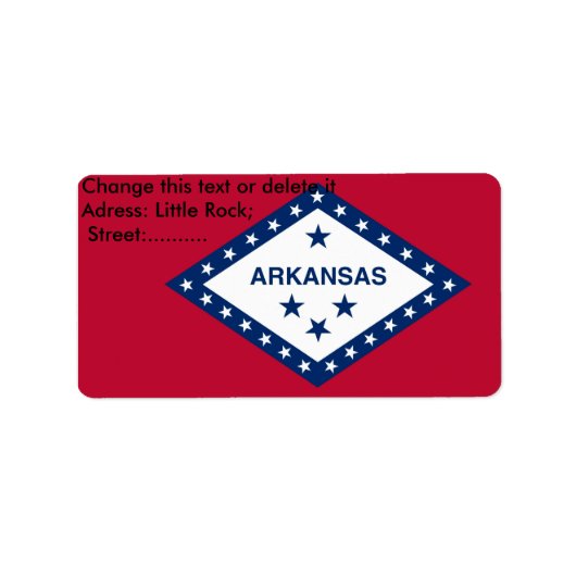 Eigen label met vlag van Arkansas (Voorkant)