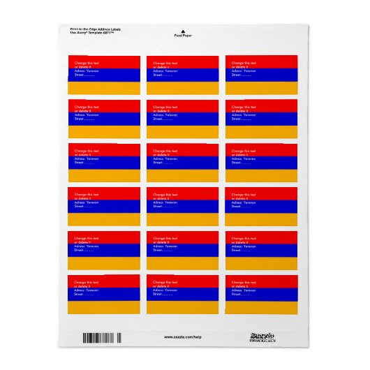 Eigen label met vlag van Armenië (Full Sheet)