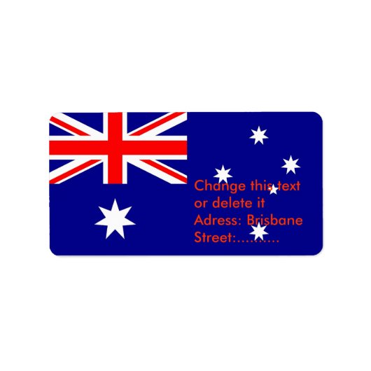 Eigen label met vlag van Australië (Voorkant)