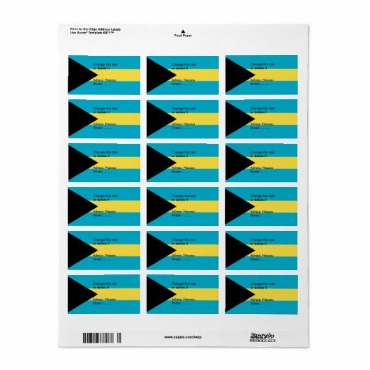 Eigen label met vlag van Bahama's (Full Sheet)