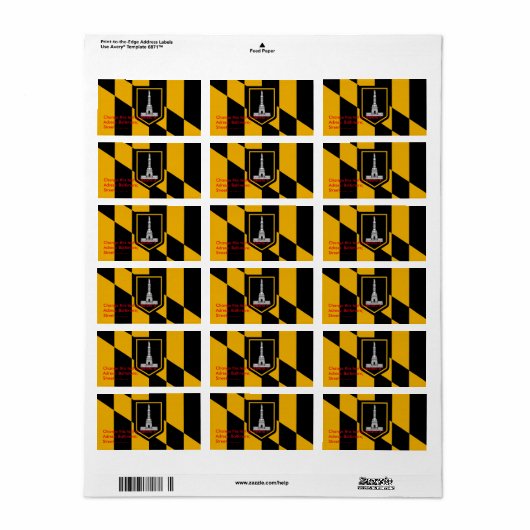 Eigen label met vlag van Baltimore, VS (Full Sheet)