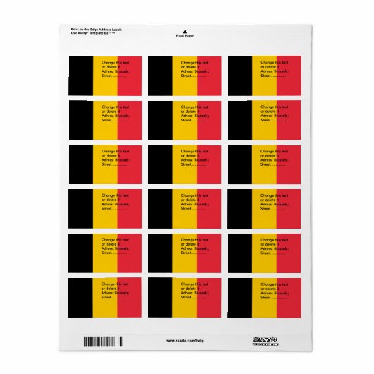 Eigen label met vlag van België (Full Sheet)