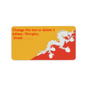 Eigen label met vlag van Bhutan (Voorkant)