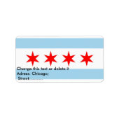 Eigen label met vlag van Chicago, VS. (Voorkant)