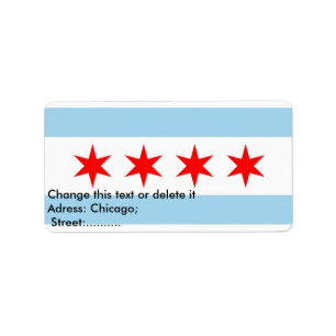 Eigen label met vlag van Chicago, VS.