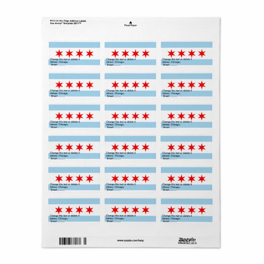 Eigen label met vlag van Chicago, VS. (Full Sheet)