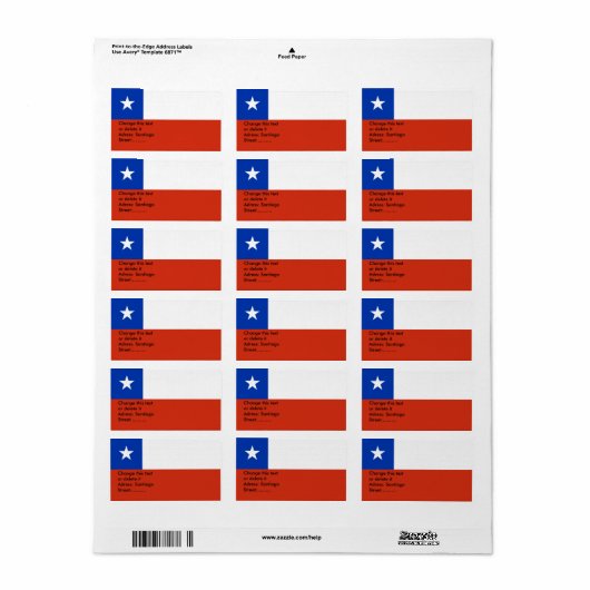Eigen label met vlag van Chili (Full Sheet)