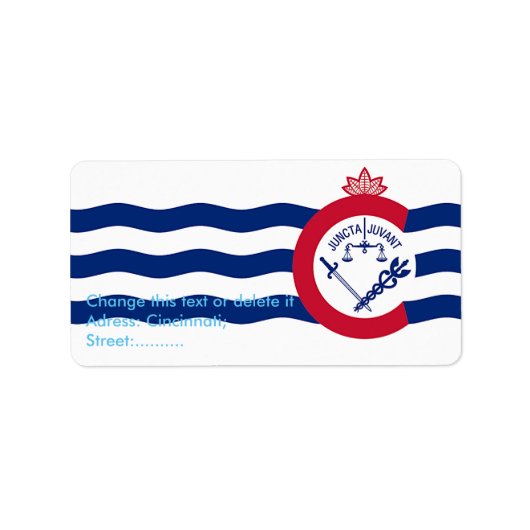 Eigen label met vlag van Cincinnati, VS (Voorkant)