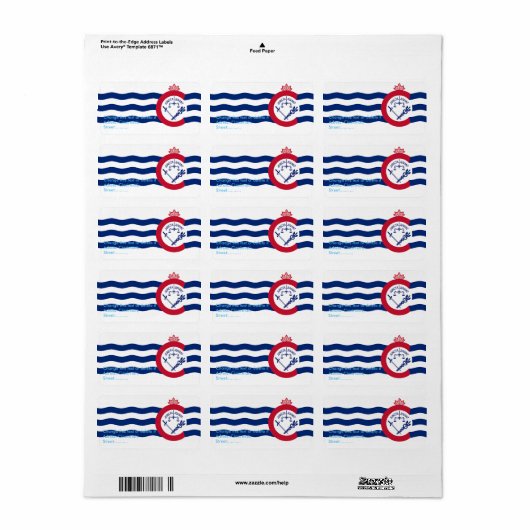 Eigen label met vlag van Cincinnati, VS (Full Sheet)