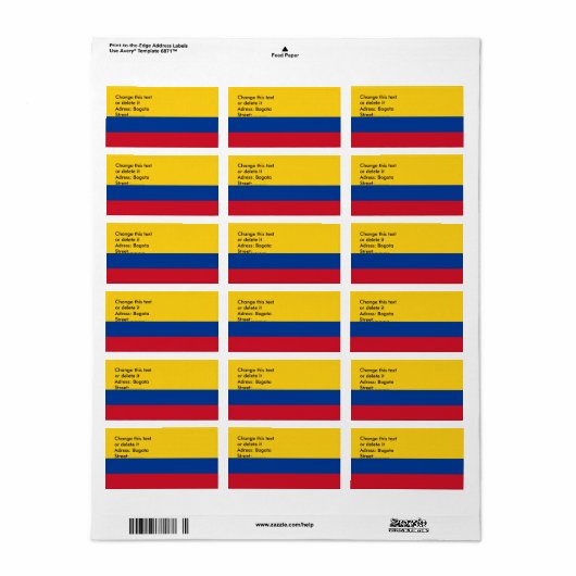 Eigen label met vlag van Colombia (Full Sheet)
