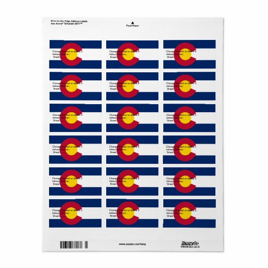 Eigen label met vlag van Colorado (Full Sheet)