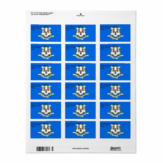 Eigen label met vlag van Connecticut, VS (Full Sheet)