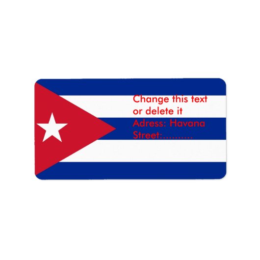 Eigen label met vlag van Cuba (Voorkant)