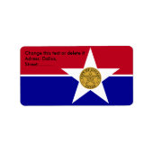 Eigen label met vlag van Dallas, Verenigde Staten (Voorkant)