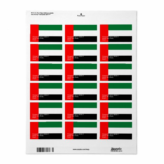 Eigen label met vlag van de Verenigde Arabische Em (Full Sheet)