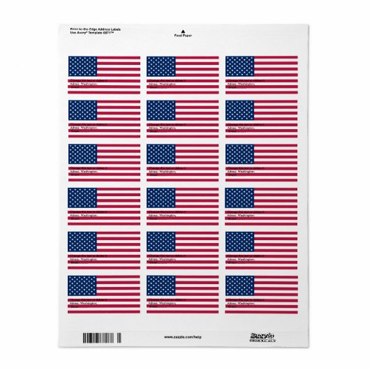 Eigen label met vlag van de VS. (Full Sheet)