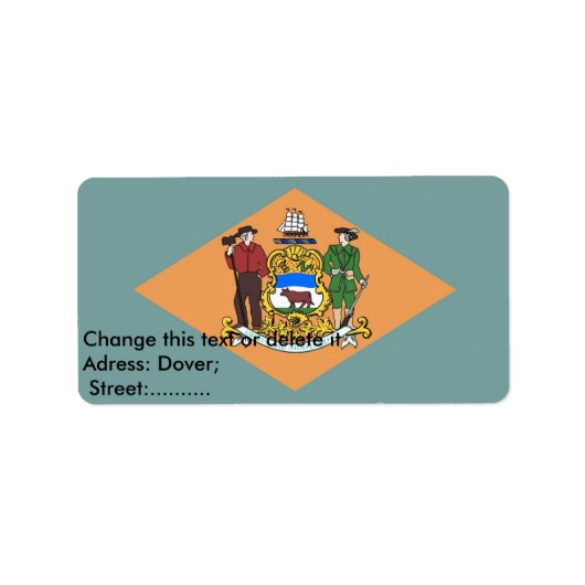 Eigen label met vlag van Delaware, VS (Voorkant)
