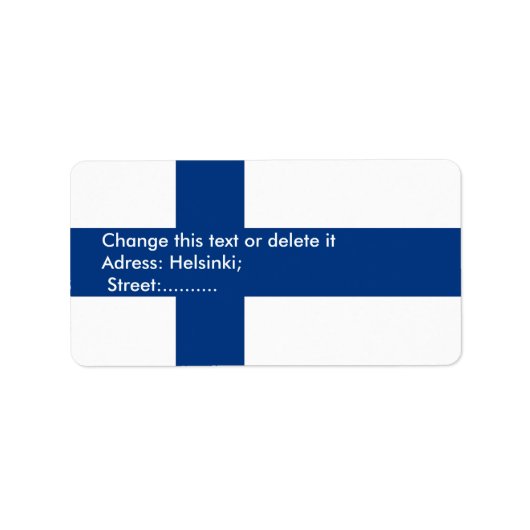 Eigen label met vlag van Finland (Voorkant)