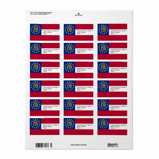 Eigen label met vlag van Georgië, VS (Full Sheet)