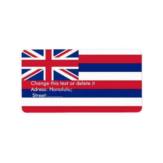 Eigen label met vlag van Hawaii, VS (Voorkant)