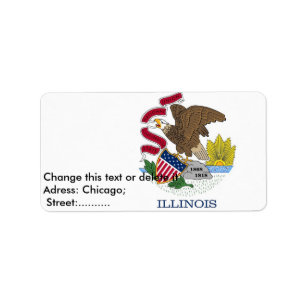 Eigen label met vlag van Illinois, VS