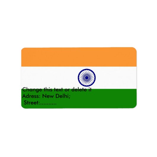Eigen label met vlag van India (Voorkant)