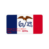 Eigen label met vlag van Iowa (Voorkant)