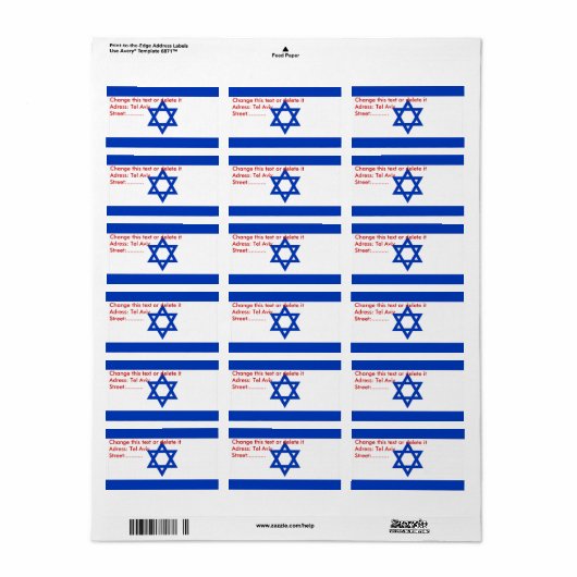 Eigen label met vlag van Israël (Full Sheet)