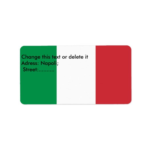 Eigen label met vlag van Italië (Voorkant)