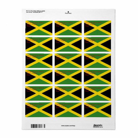 Eigen label met vlag van Jamaica (Full Sheet)