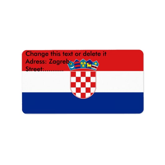 Eigen label met vlag van Kroatië (Voorkant)
