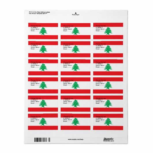 Eigen label met vlag van Libanon (Full Sheet)