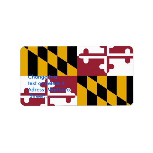 Eigen label met vlag van Maryland, U.S.A. (Voorkant)