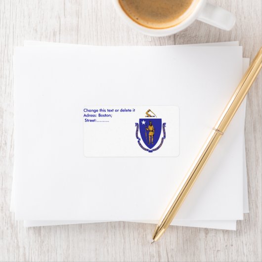 Eigen label met vlag van Massachusetts, Verenigde  (Insitu)