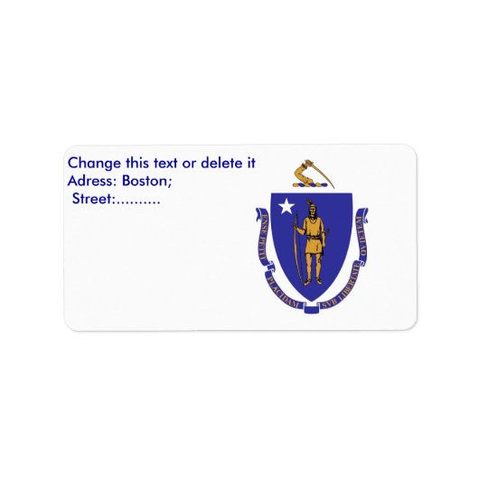 Eigen label met vlag van Massachusetts, Verenigde  (Voorkant)