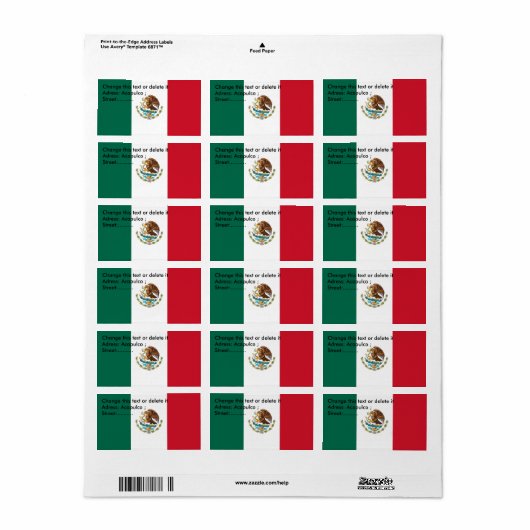 Eigen label met vlag van Mexico (Full Sheet)