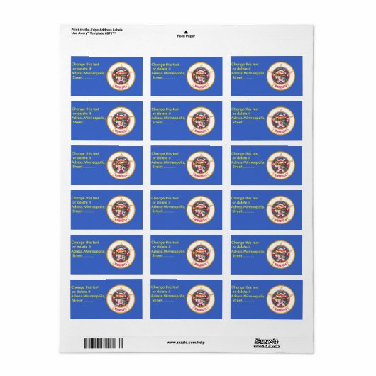 Eigen label met vlag van Minnesota, Verenigde Stat (Full Sheet)