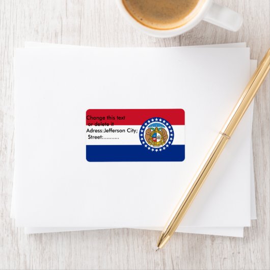 Eigen label met vlag van Missouri, VS (Insitu)