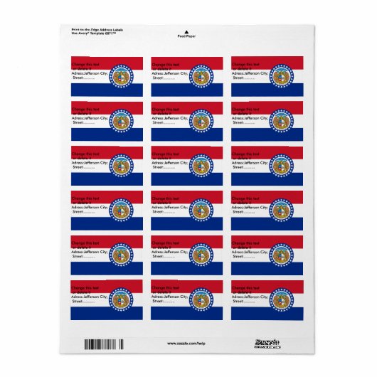 Eigen label met vlag van Missouri, VS (Full Sheet)