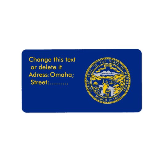 Eigen label met vlag van Nebraska, VS (Voorkant)