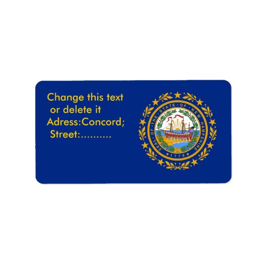 Eigen label met vlag van New Hampshire, VS. (Voorkant)