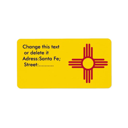 Eigen label met vlag van New Mexico, U.S.A. (Voorkant)