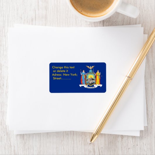 Eigen label met vlag van New York, VS (Insitu)