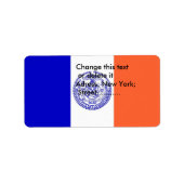 Eigen label met vlag van New York, VS (Voorkant)