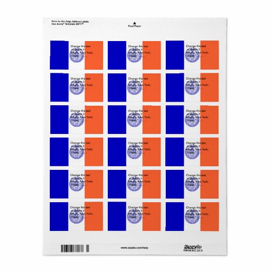 Eigen label met vlag van New York, VS (Full Sheet)