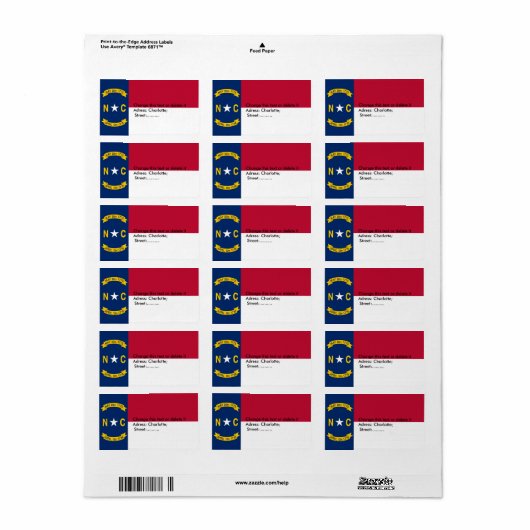Eigen label met vlag van North Carolina, VS. (Full Sheet)