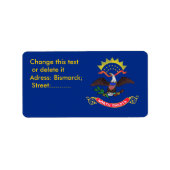 Eigen label met vlag van North Dakota, VS. (Voorkant)