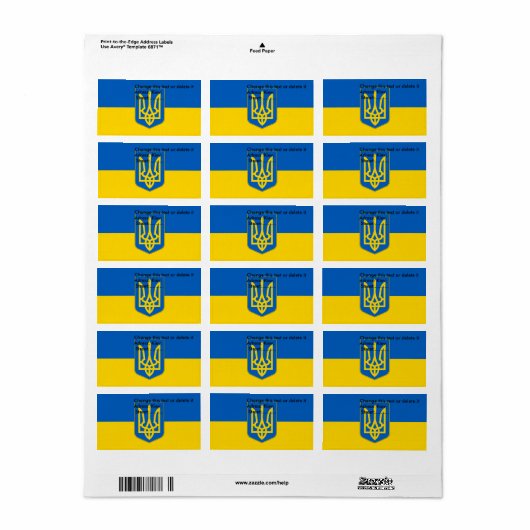 Eigen label met vlag van Oekraïne (Full Sheet)