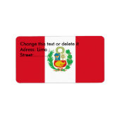 Eigen label met vlag van Peru (Voorkant)