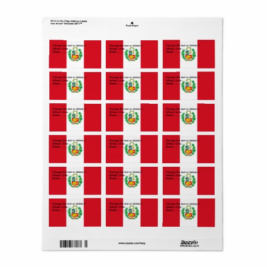 Eigen label met vlag van Peru (Full Sheet)